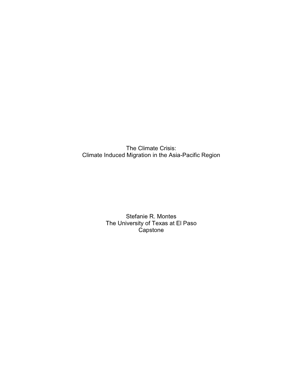 Climate Induced Migration in the Asia-Pacific Region