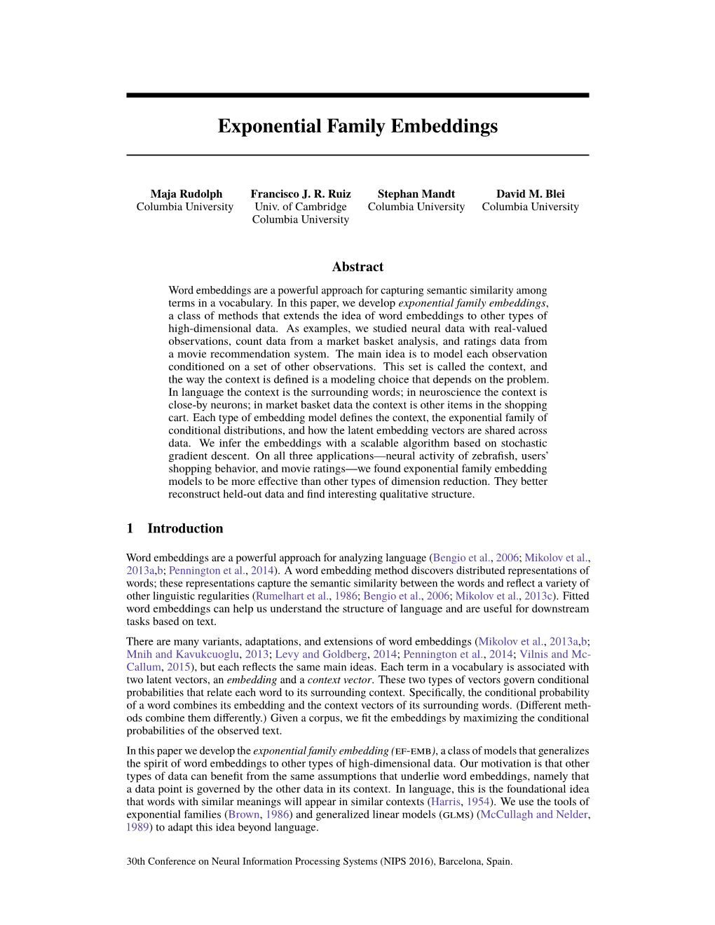 Exponential Family Embeddings