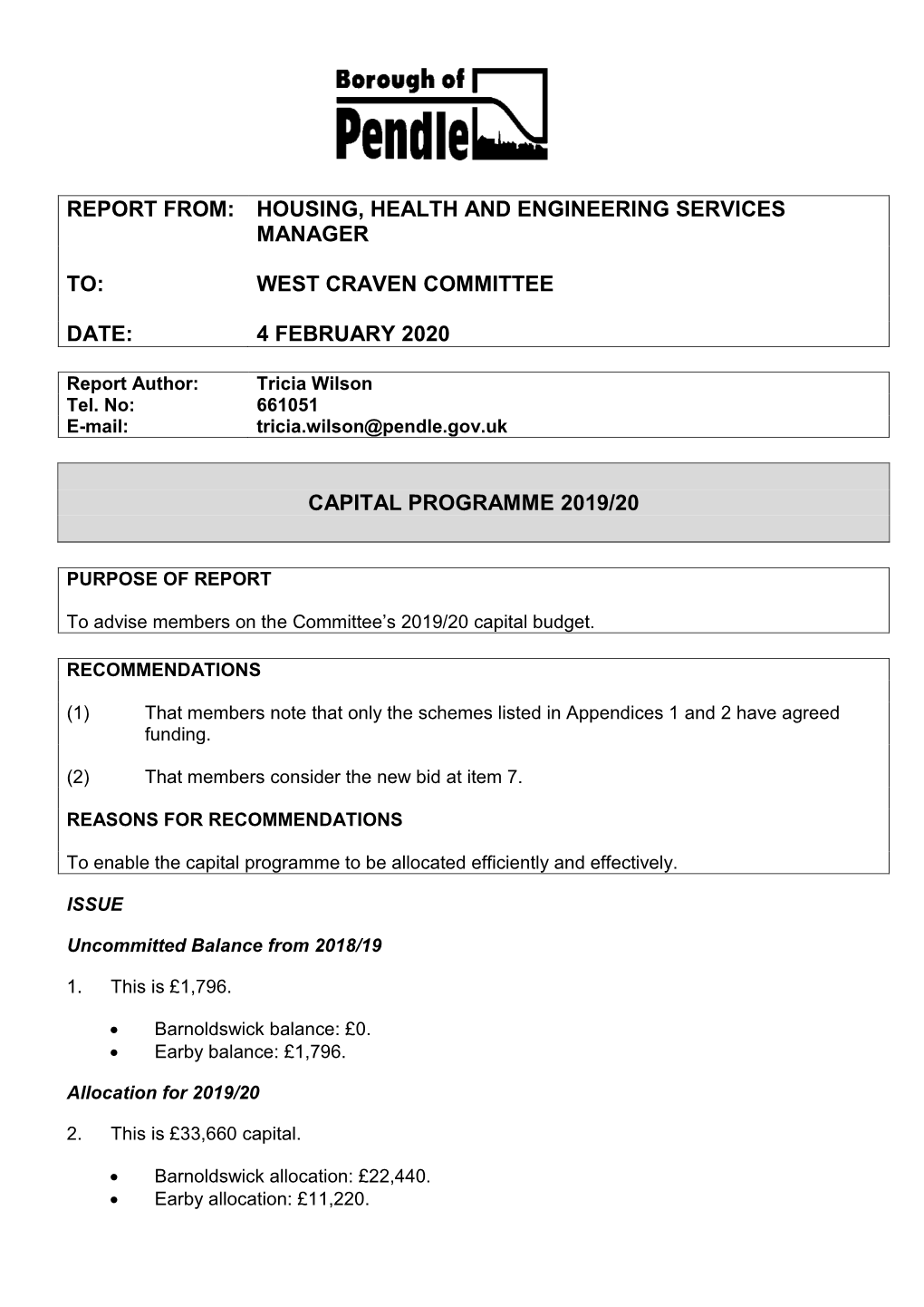 Capital Programme 2019/20