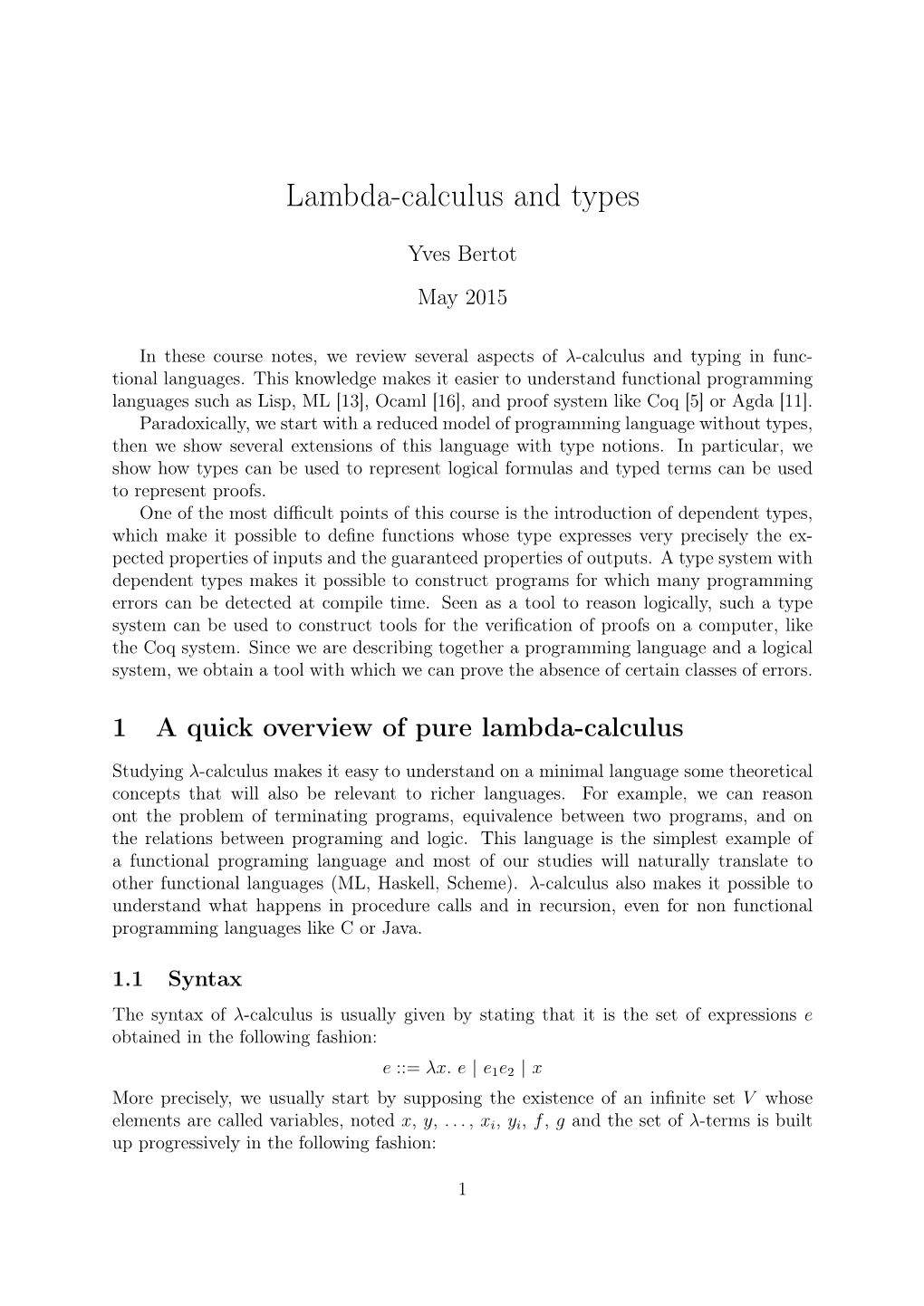 Lambda-Calculus and Types