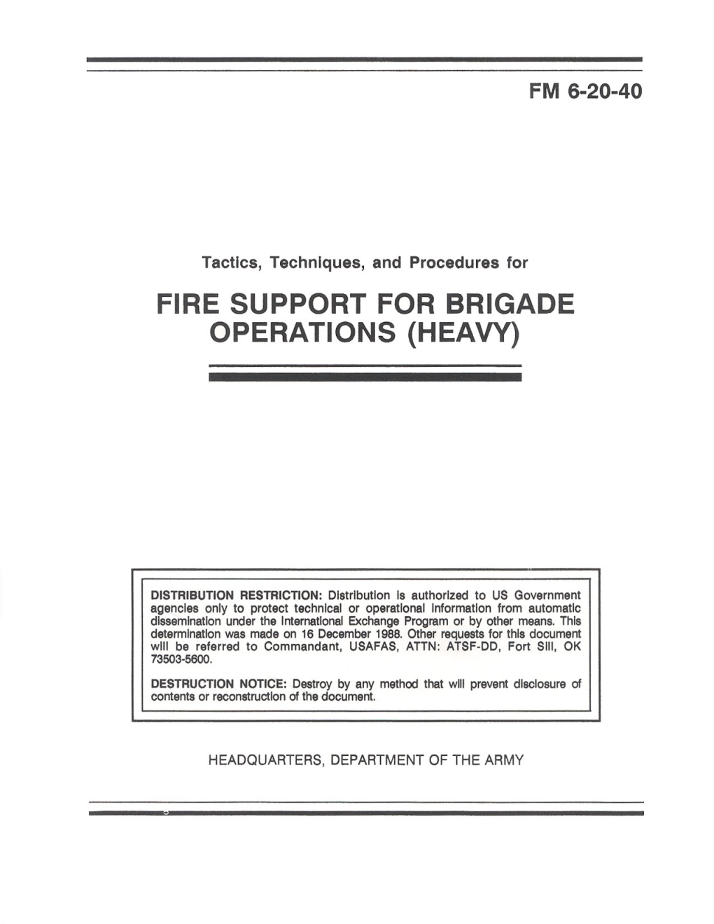 FM 6-20-40: Tactics, Techniques and Procedures for Fire Support For