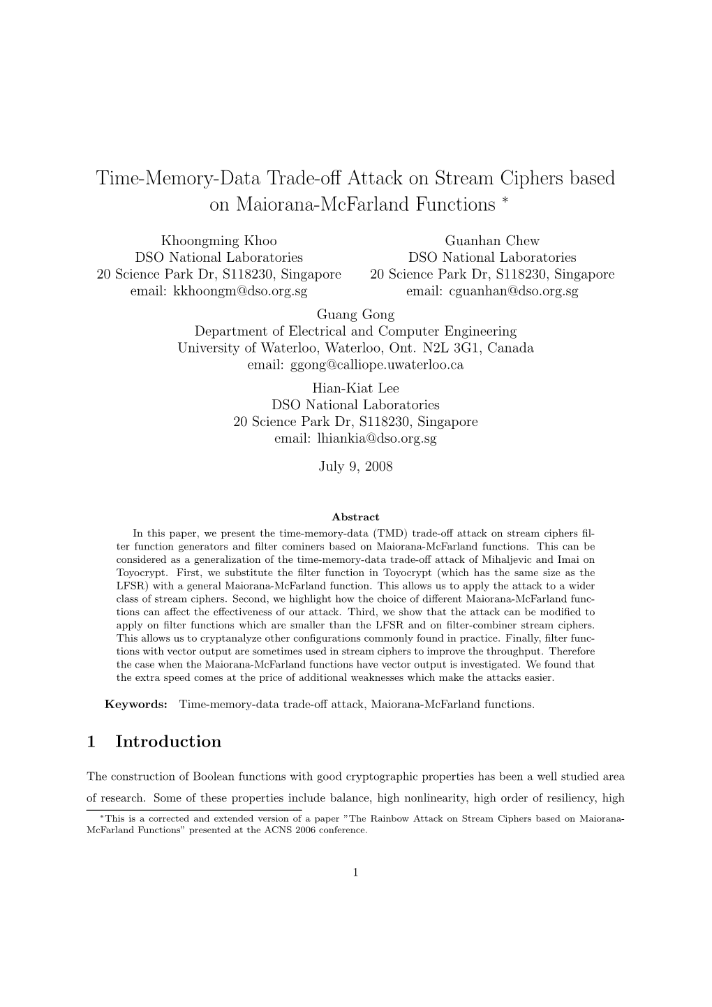 Time-Memory-Data Trade-Off Attack on Stream Ciphers Based On