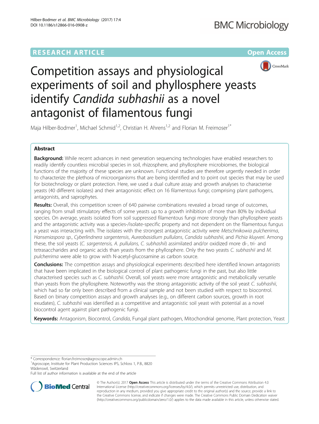 Competition Assays and Physiological Experiments of Soil And