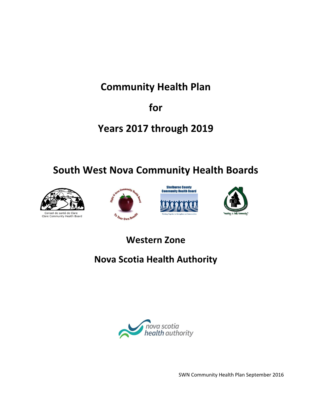 Community Health Plan for Years 2017 Through 2019 South West