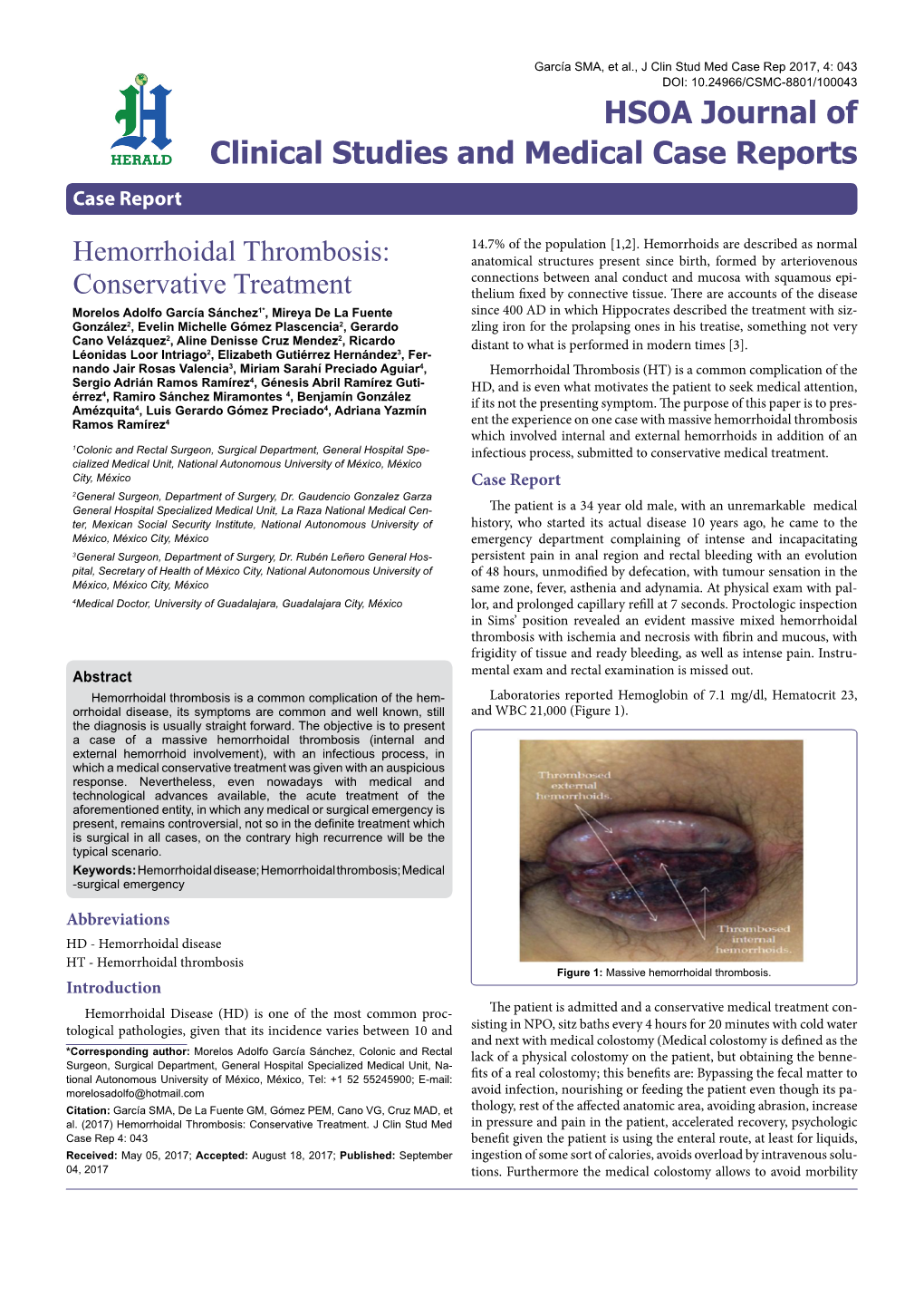 Hemorrhoidal Thrombosis: Conservative Treatment