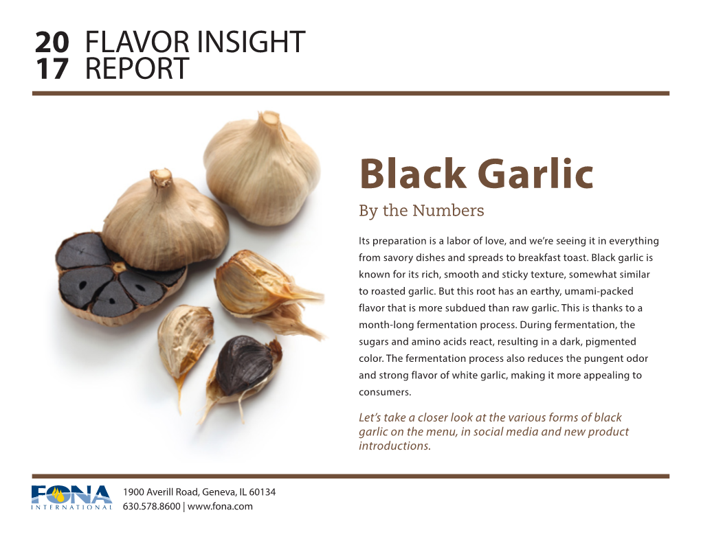 Black Garlic by the Numbers