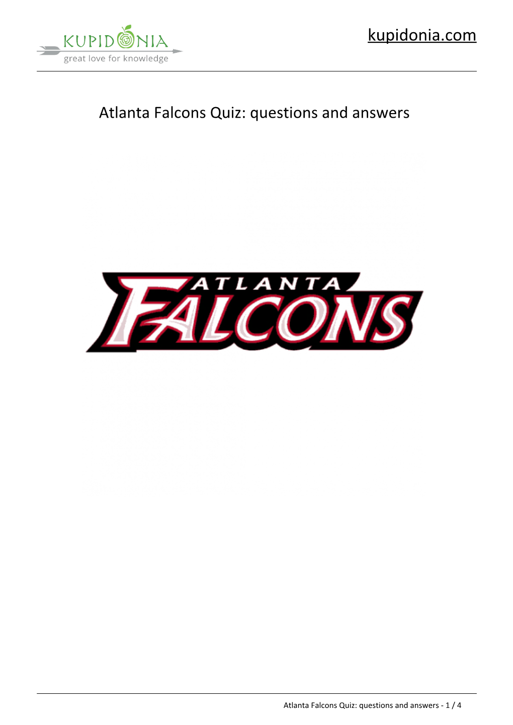 Atlanta Falcons Quiz: Questions and Answers