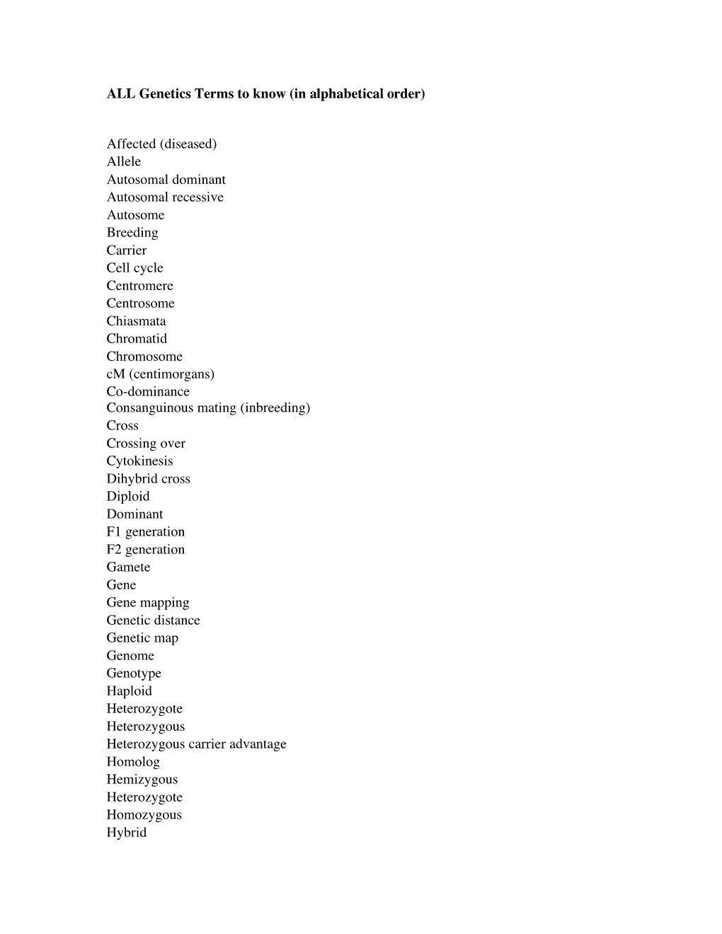 Genetics Terms to Know (In Alphabetical Order)