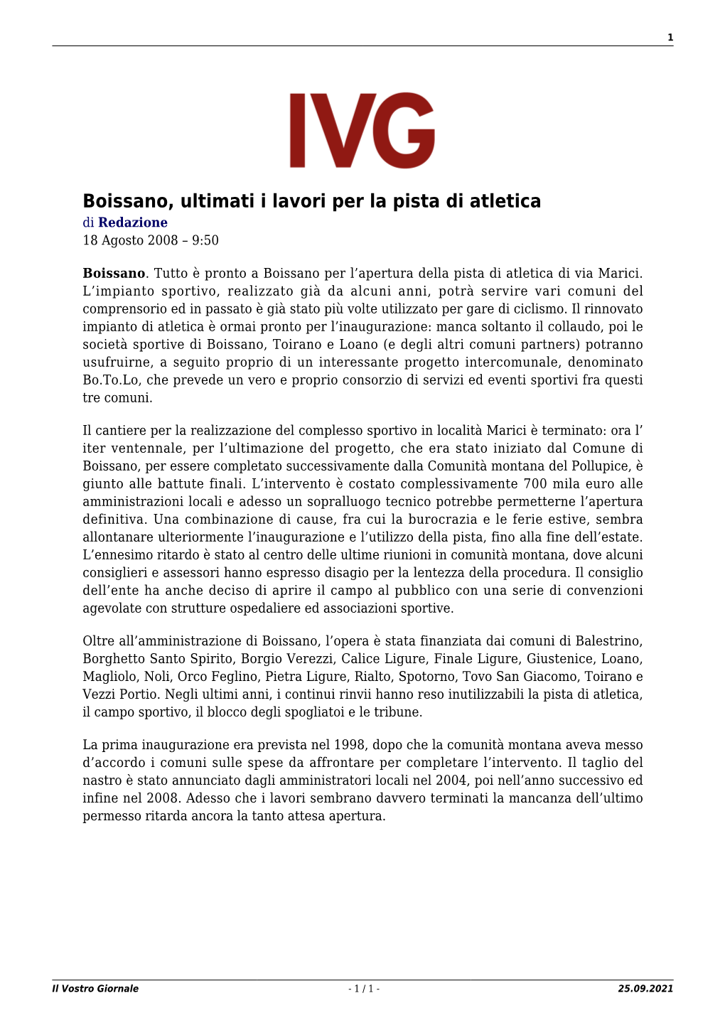 Il Vostro Giornale - 1 / 1 - 25.09.2021