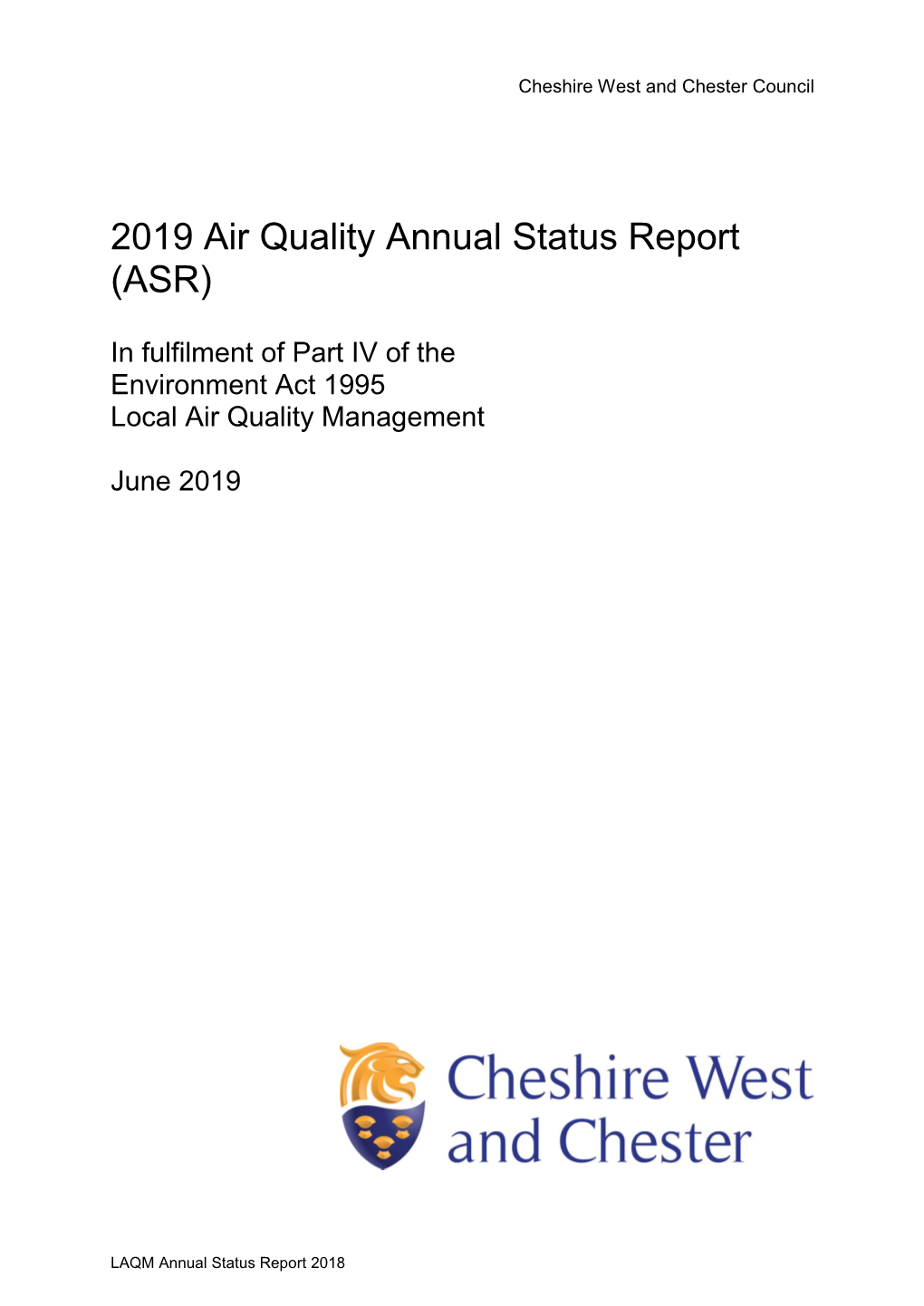 2019 Air Quality Annual Status Report (ASR)