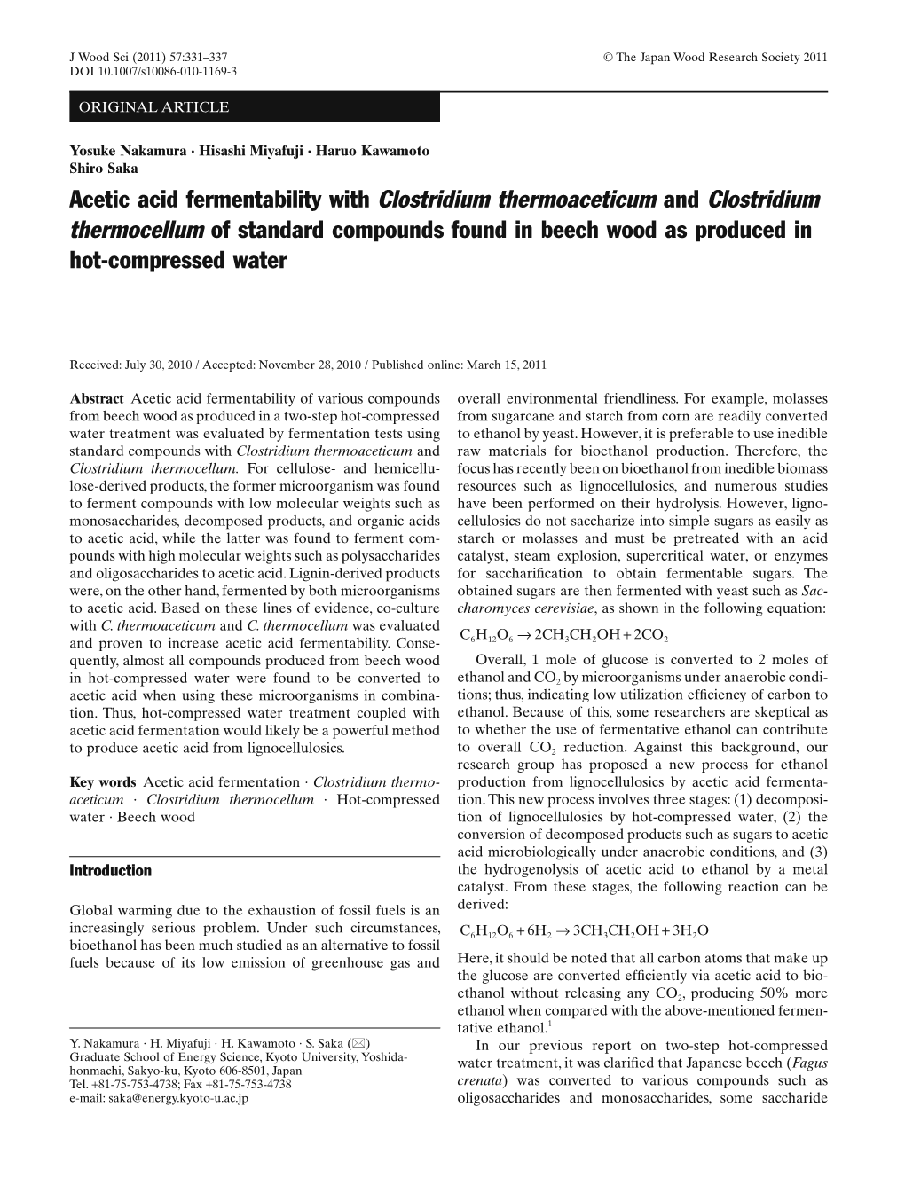 Acetic Acid Fermentability with Clostridium Thermoaceticum and Clostridium Thermocellum of Standard Compounds Found in Beech Wood As Produced in Hot-Compressed Water