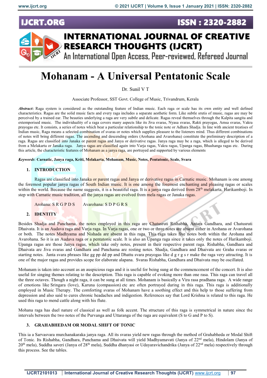 Mohanam - a Universal Pentatonic Scale Dr