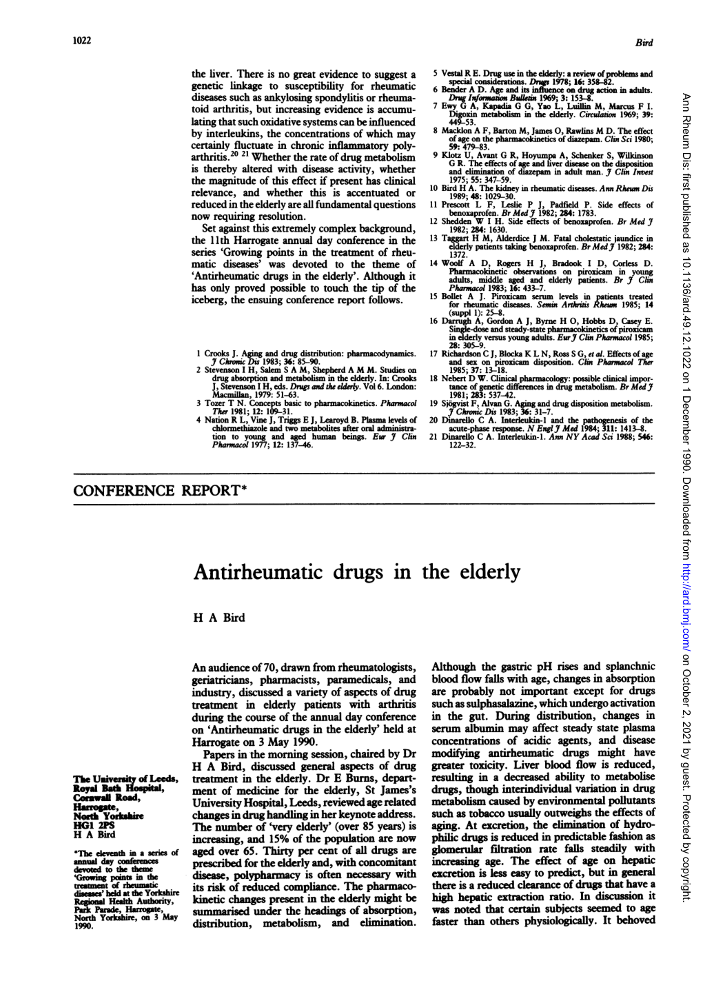 Antirheumatic Drugs in the Elderly'