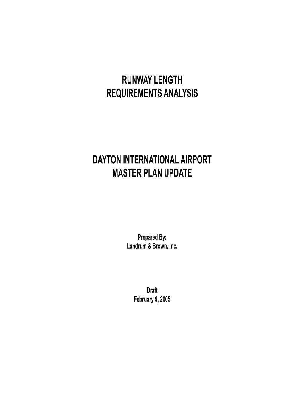 Runway Length Requirements Analysis Dayton