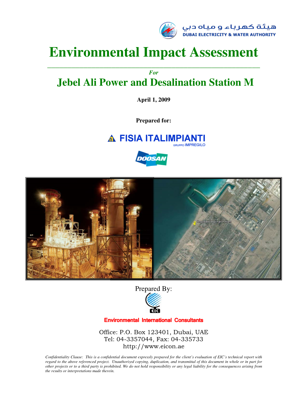 Environmental Impact Assessment ______For Jebel Ali Power and Desalination Station M