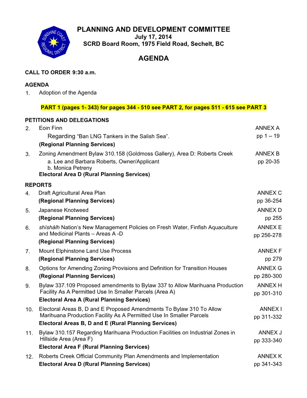 Planning and Development Committee Agenda - Thursday, July 17, 2014 Page 2 of 3