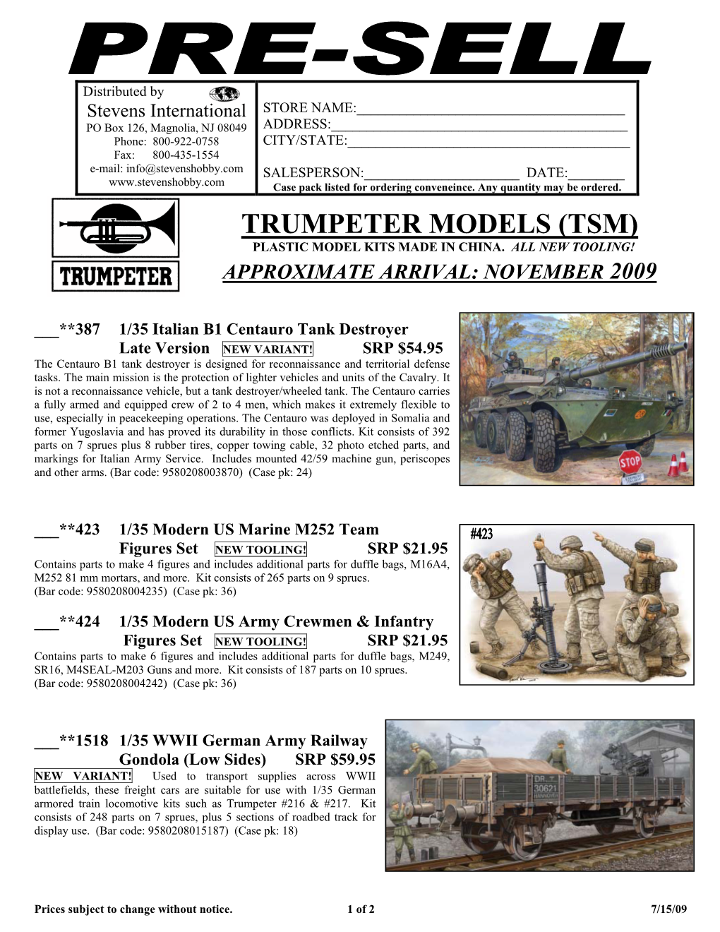 Trumpeter Models (Tsm) Plastic Model Kits Made in China