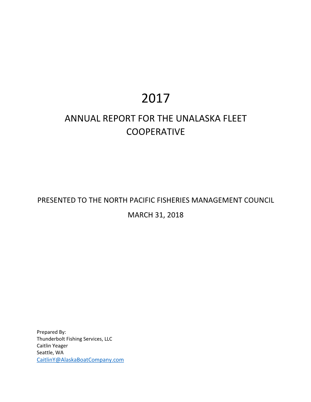 Annual Report for the Unalaska Fleet Cooperative