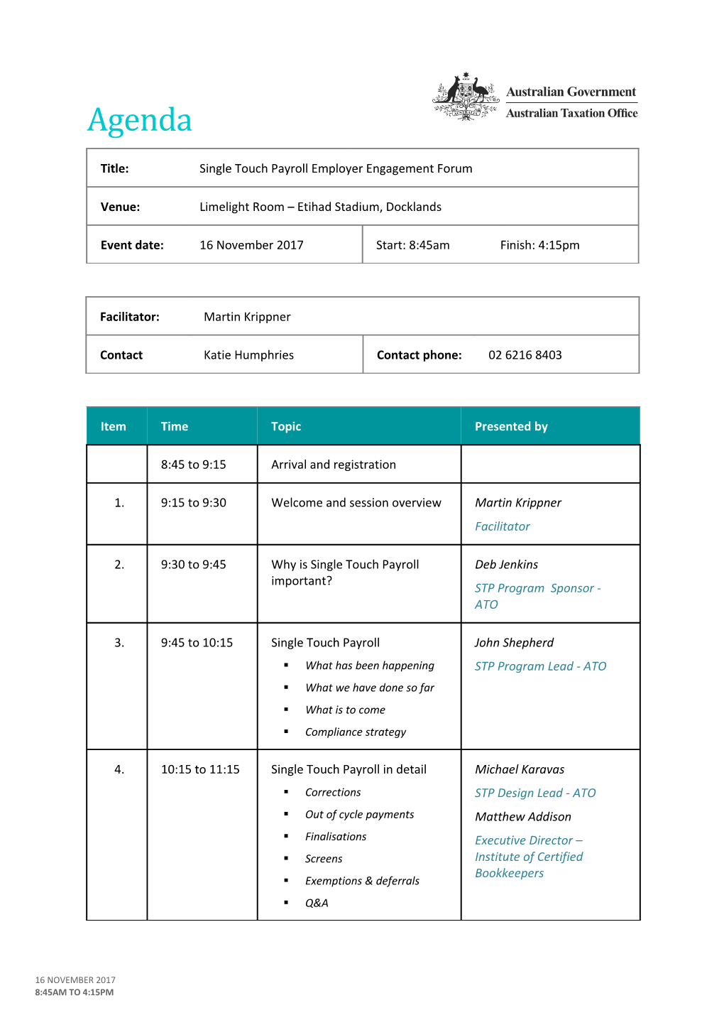 Single Touch Payroll Employer Engagement Forum