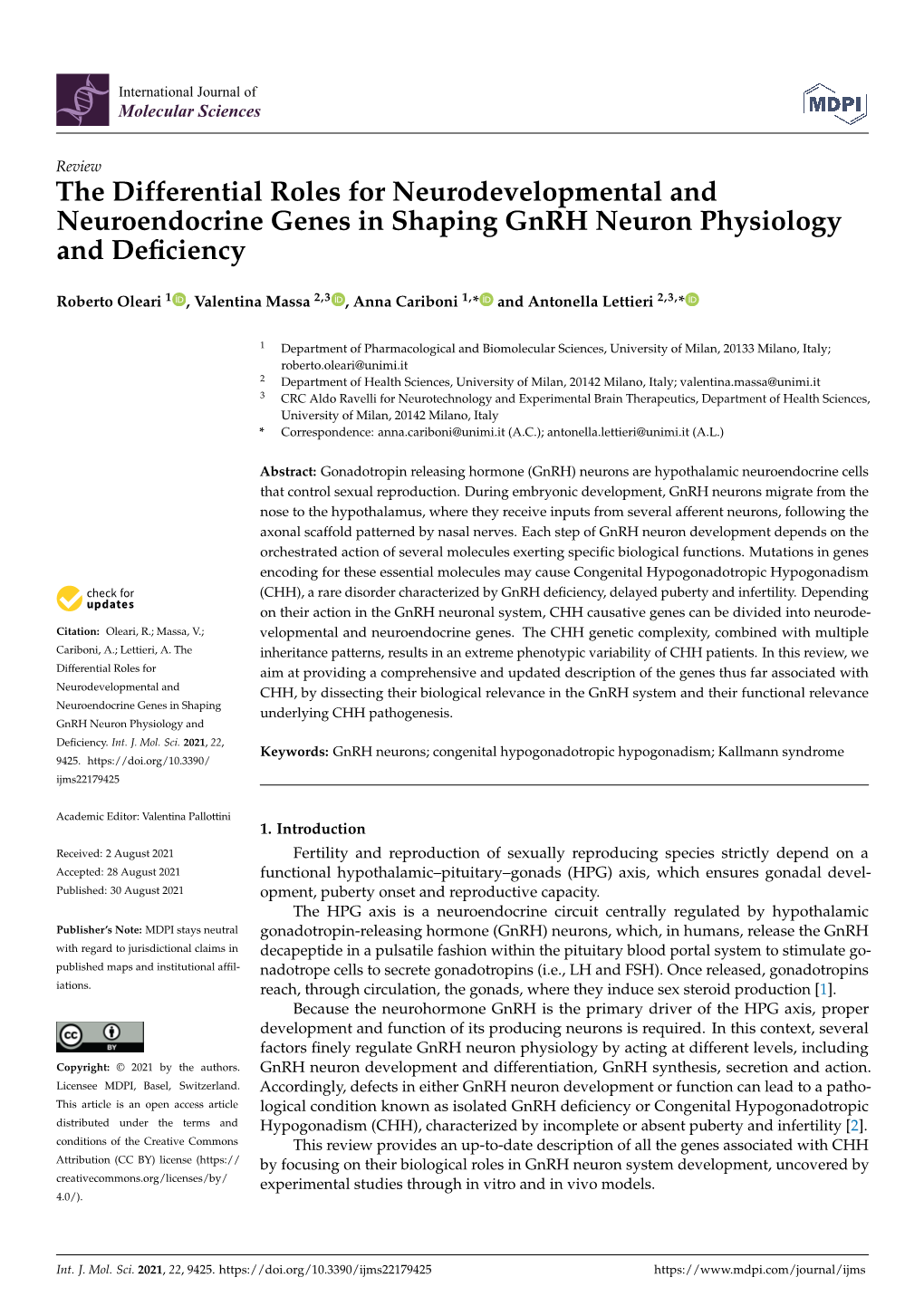 The Differential Roles for Neurodevelopmental and Neuroendocrine Genes in Shaping Gnrh Neuron Physiology and Deficiency