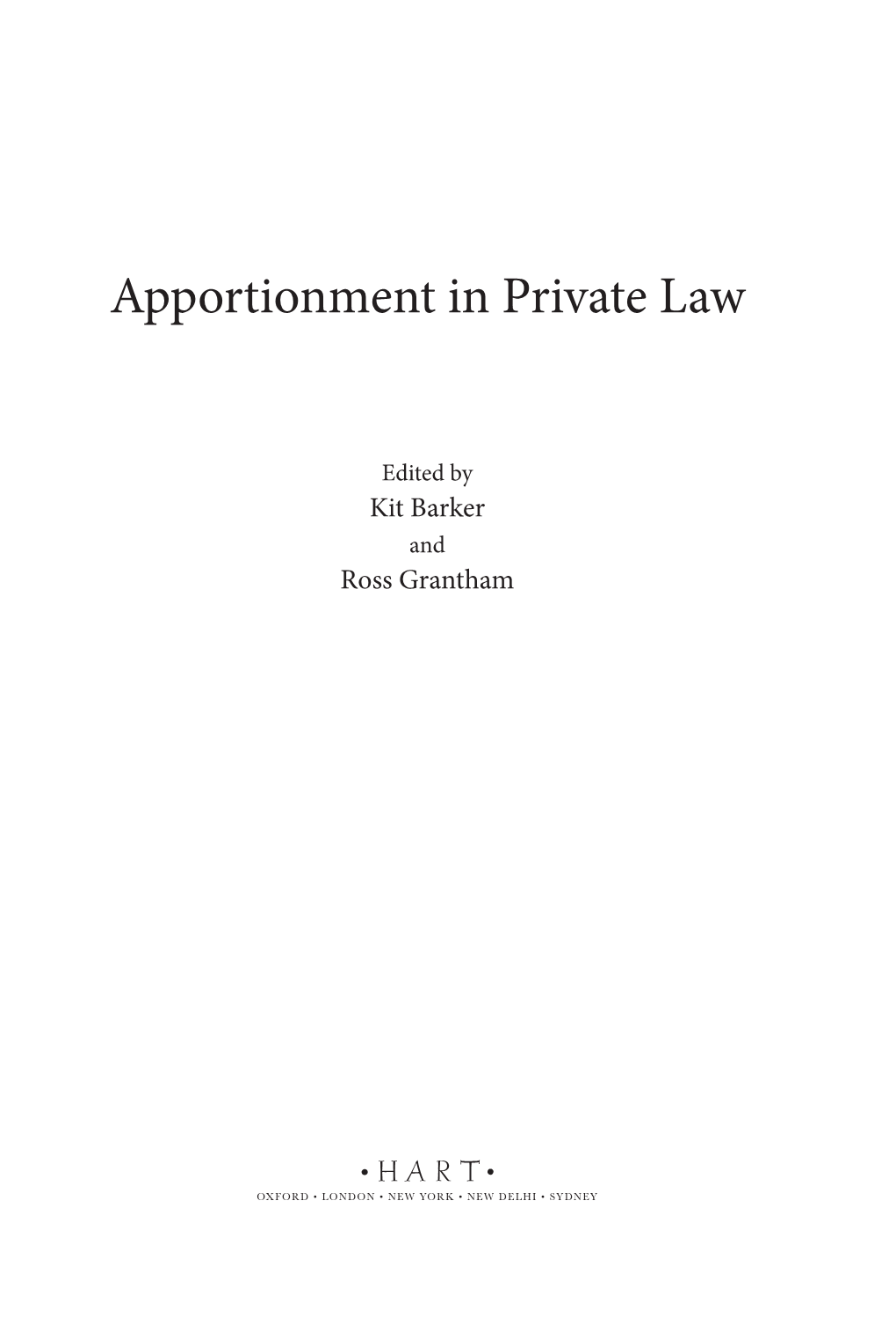 Apportionment in Private Law