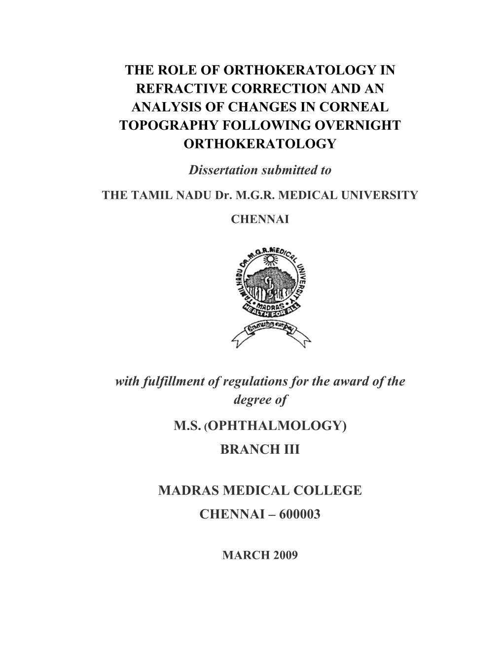 The Role of Orthokeratology In