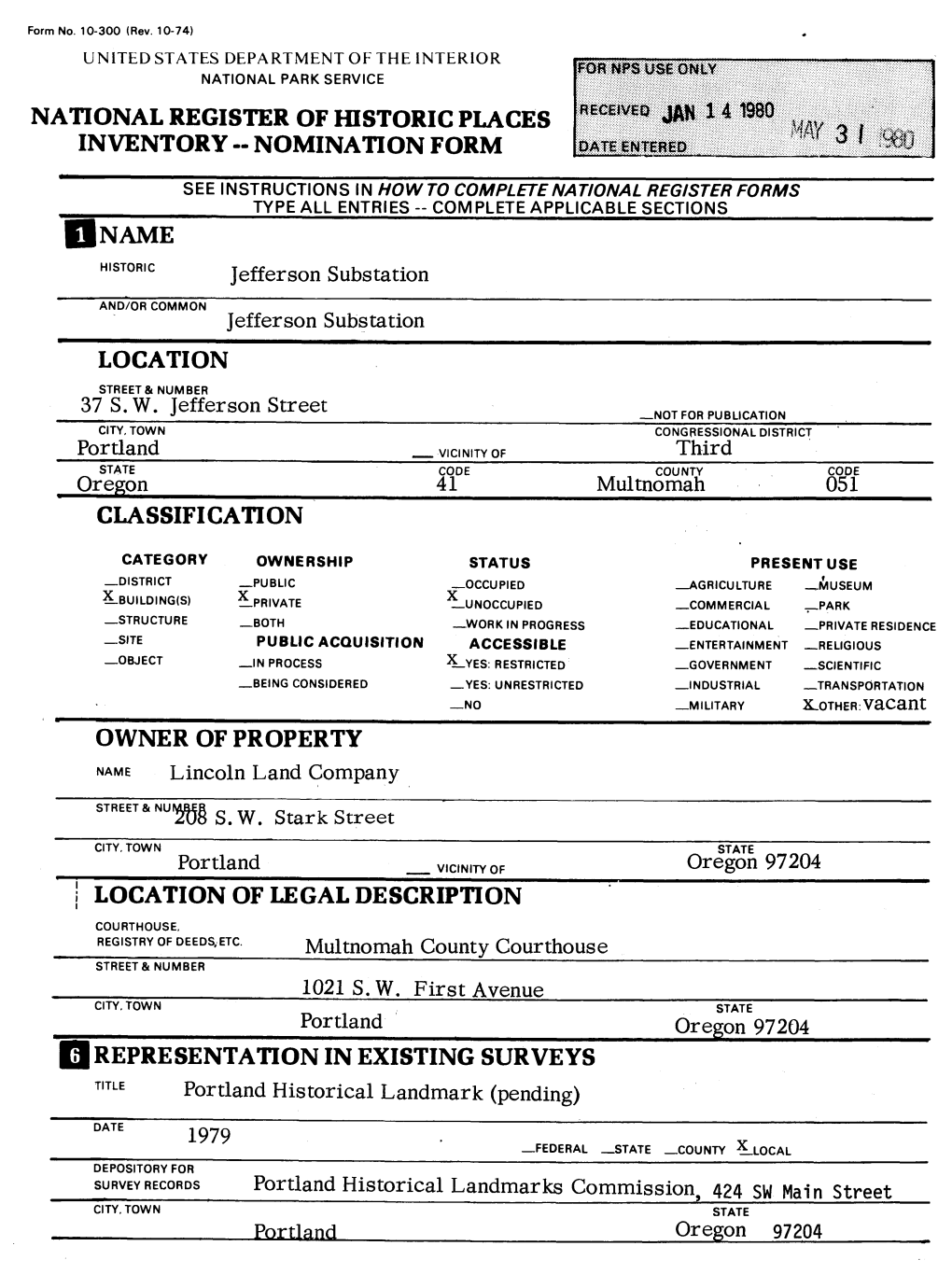 National Register of Historic Places Inventory -- Nomination Form Ii