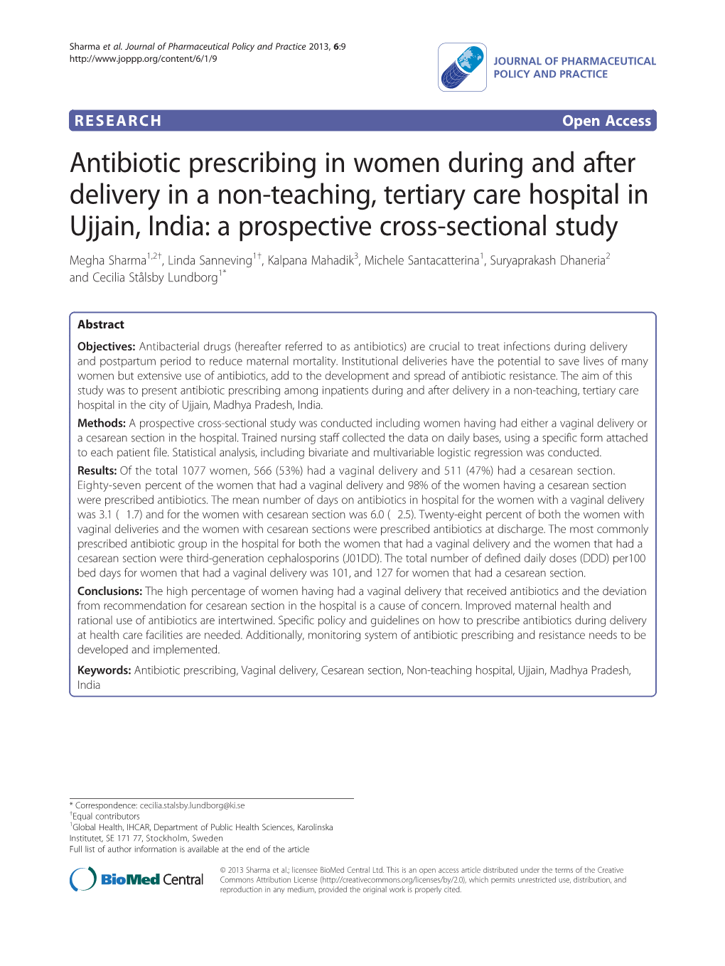 Antibiotic Prescribing in Women During and After Delivery