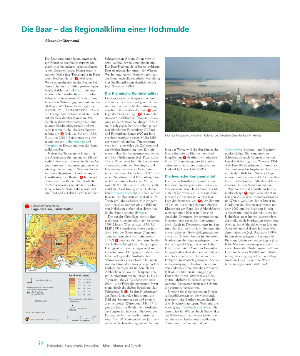 Die Baar – Das Regionalklima Einer Hochmulde