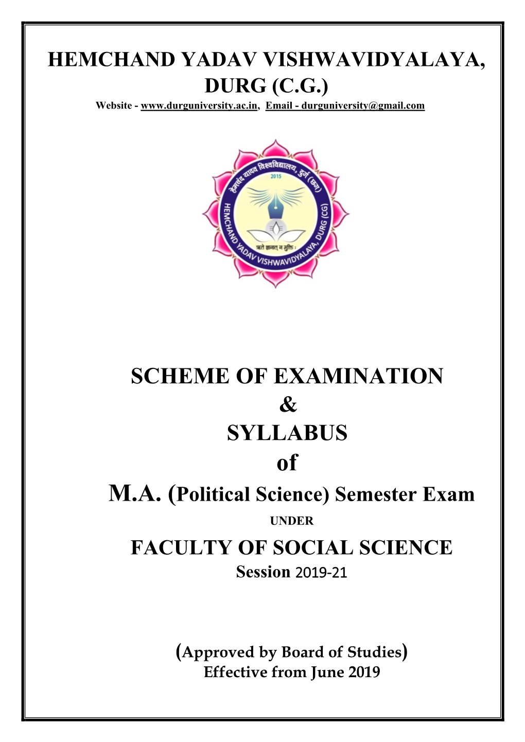 M.A. Political Science (Semester Examination Session 2019-21)