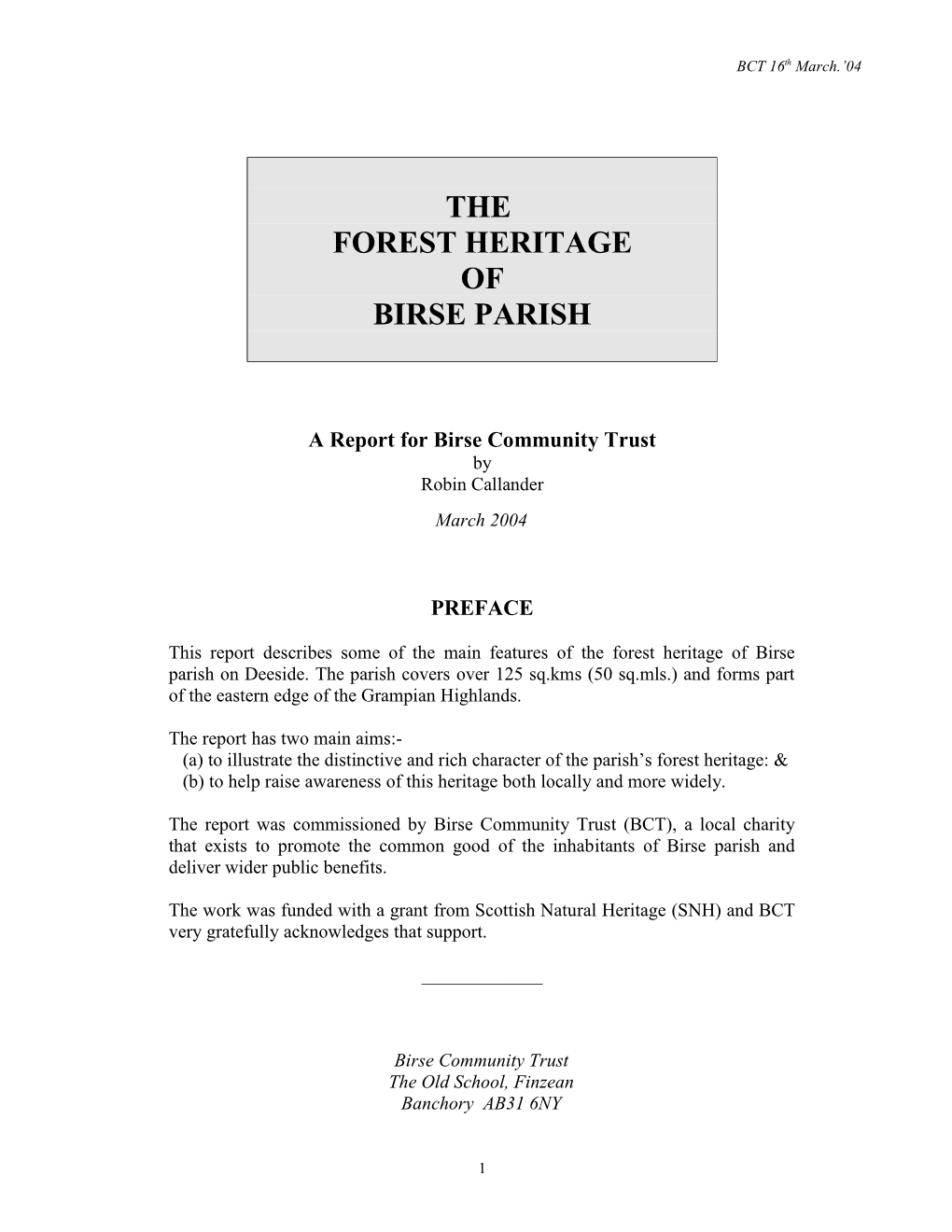 The Forest Heritage of Birse Parish