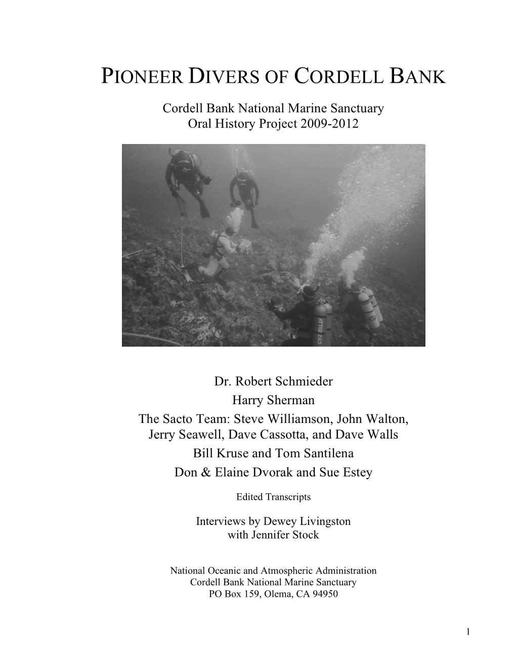 Pioneer Divers of Cordell Bank