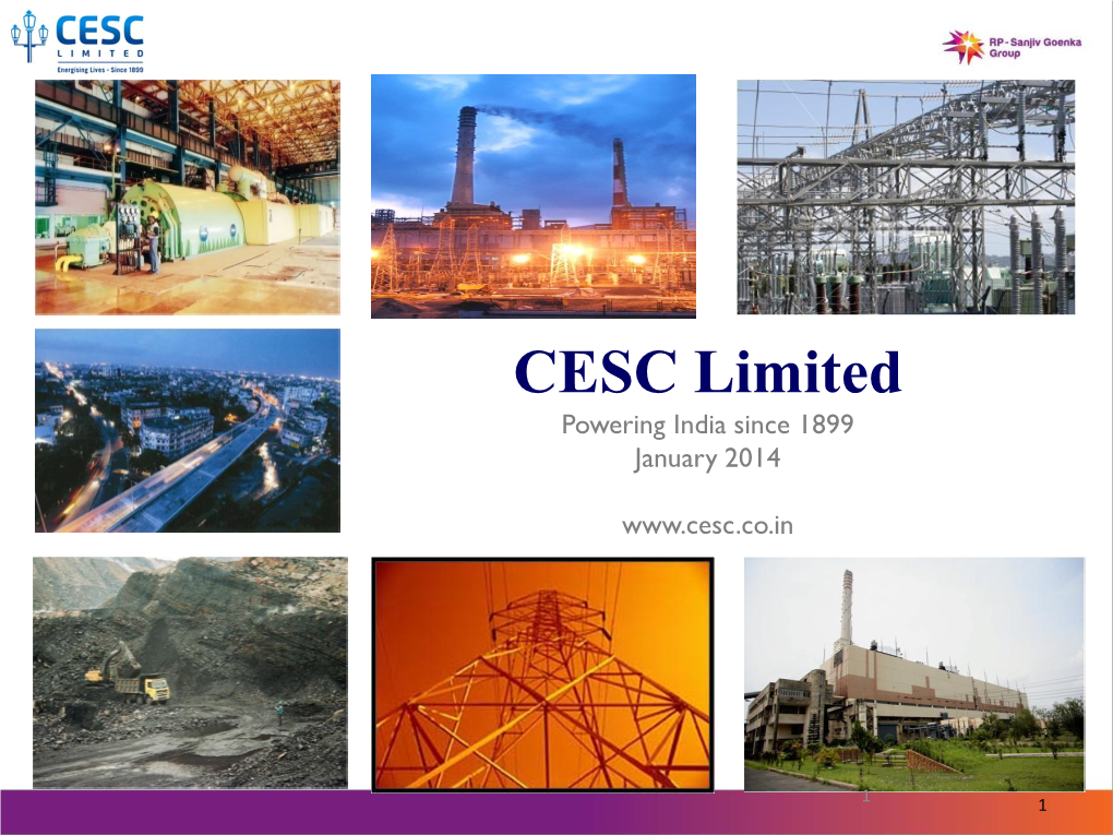 CESC Limited Powering India Since 1899 January 2014