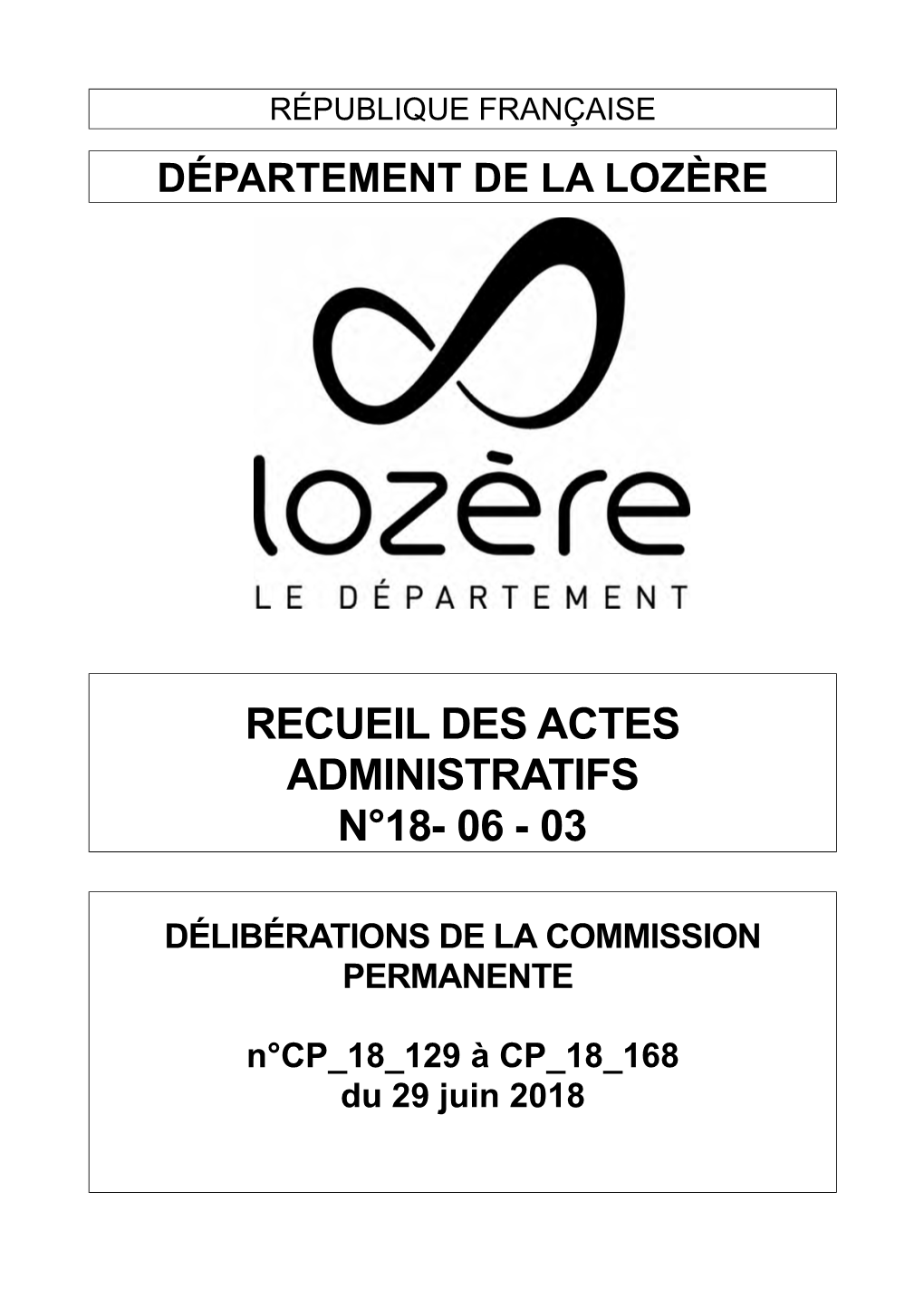 Recueil Des Actes Administratifs N°18- 06 - 03