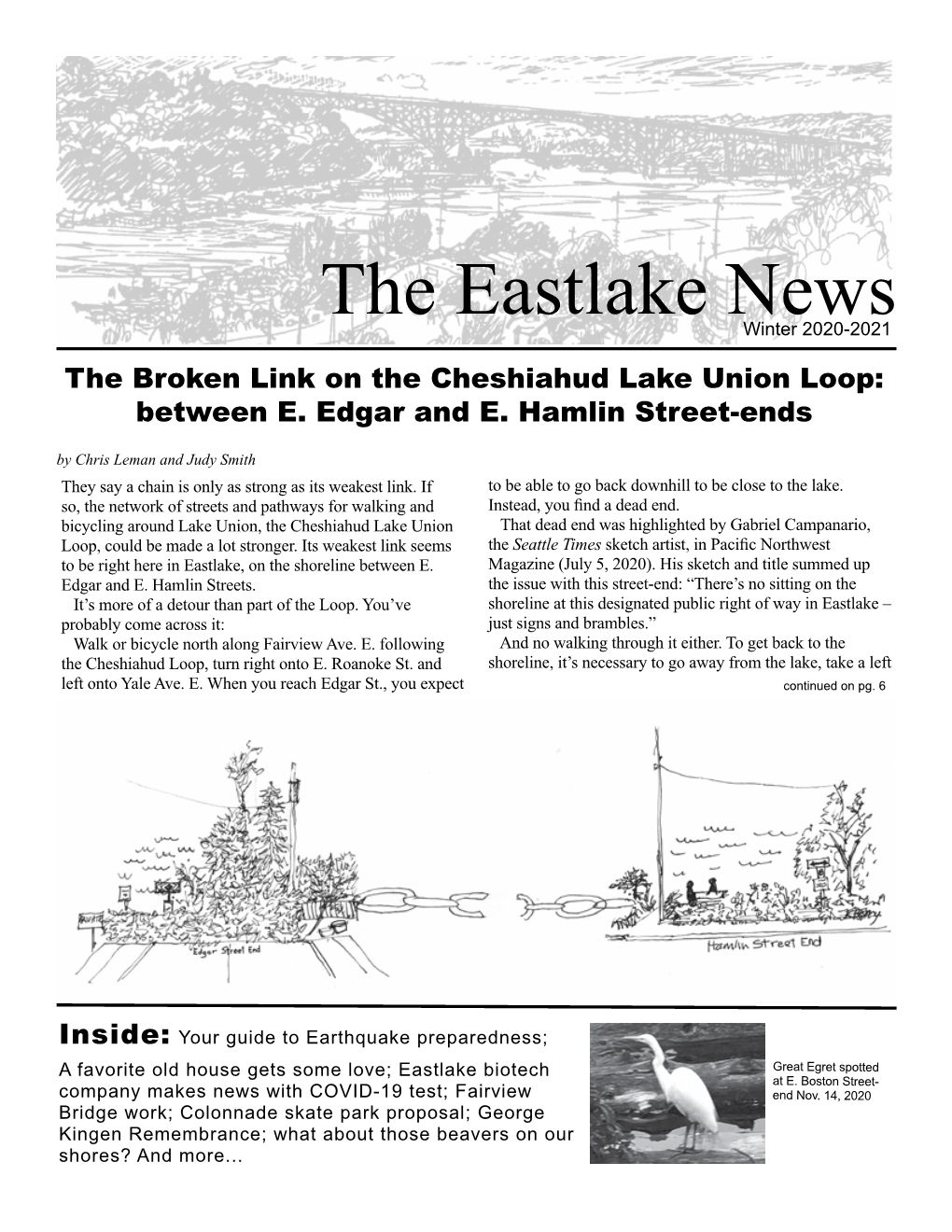 Winter 2020-2021 the Broken Link on the Cheshiahud Lake Union Loop: Between E