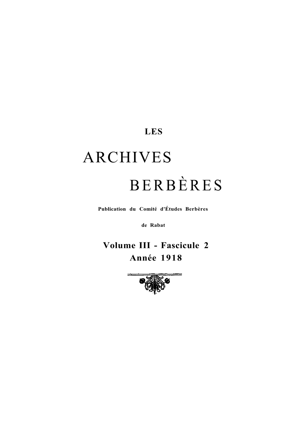 Archives Berbères