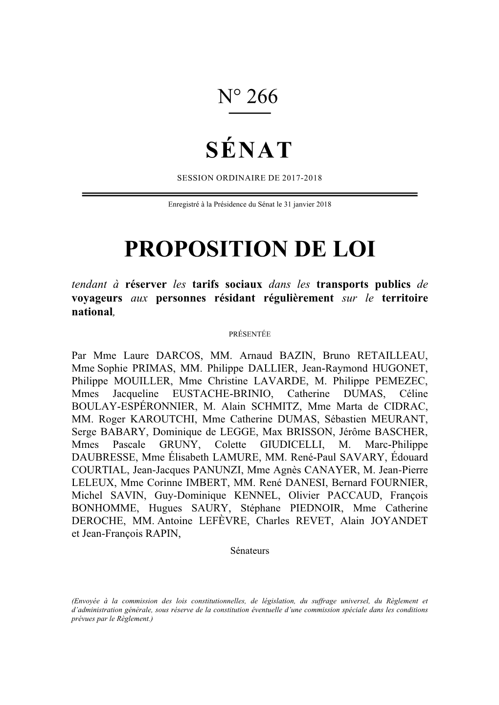 Sénat Proposition De