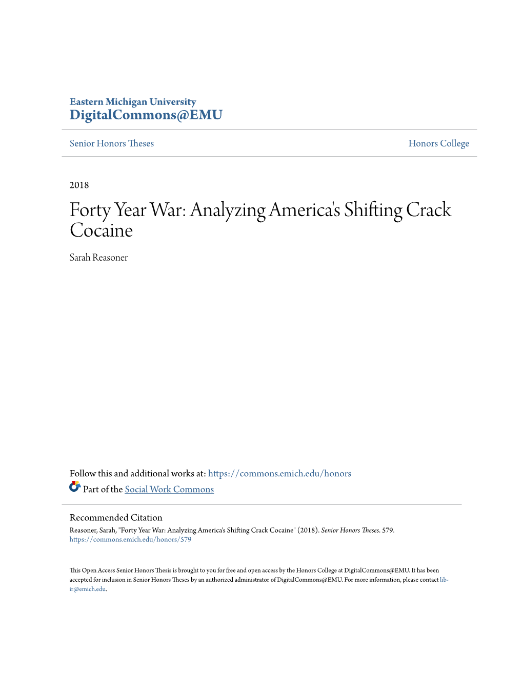 Analyzing America's Shifting Crack Cocaine Sarah Reasoner