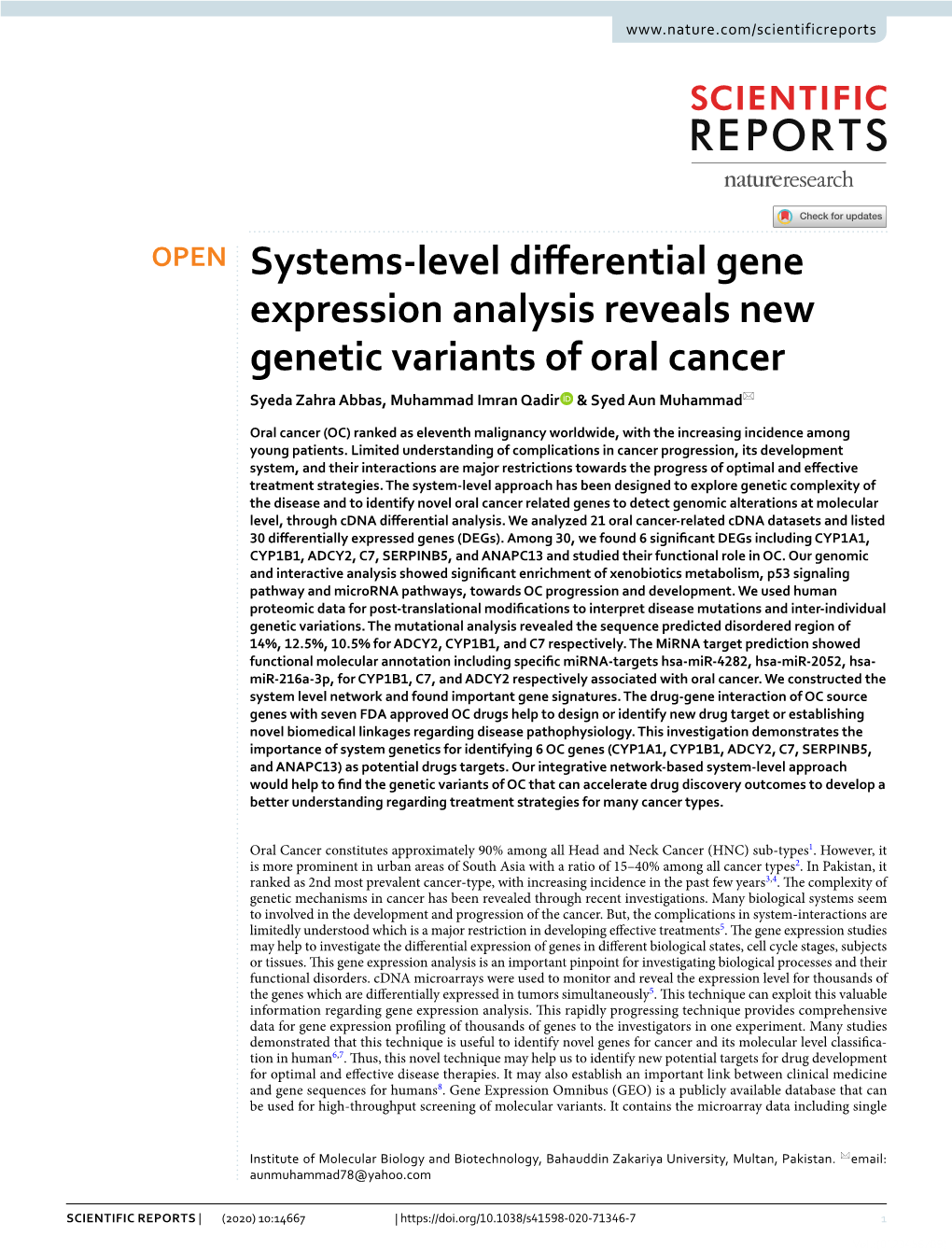 Systems-Level Differential Gene Expression Analysis Reveals New