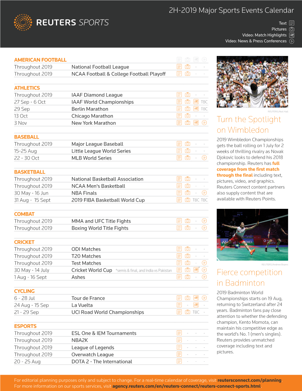 Sports Events Calendar