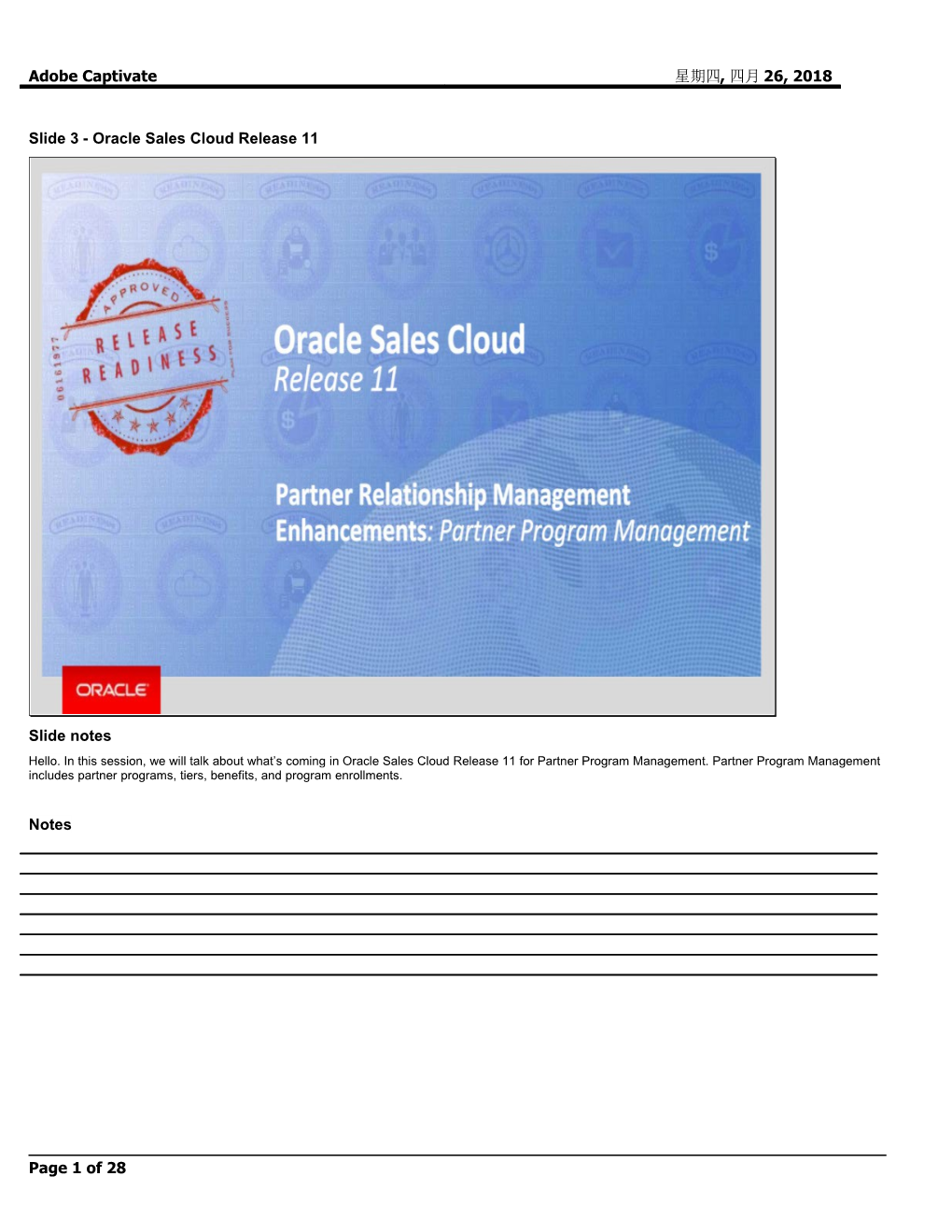 Slide 3 - Oracle Sales Cloud Release 11 s1