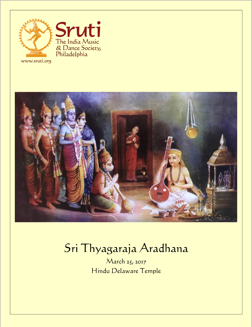 Sri Thyagaraja Aradhana March 25, 2017 Hindu Delaware Temple