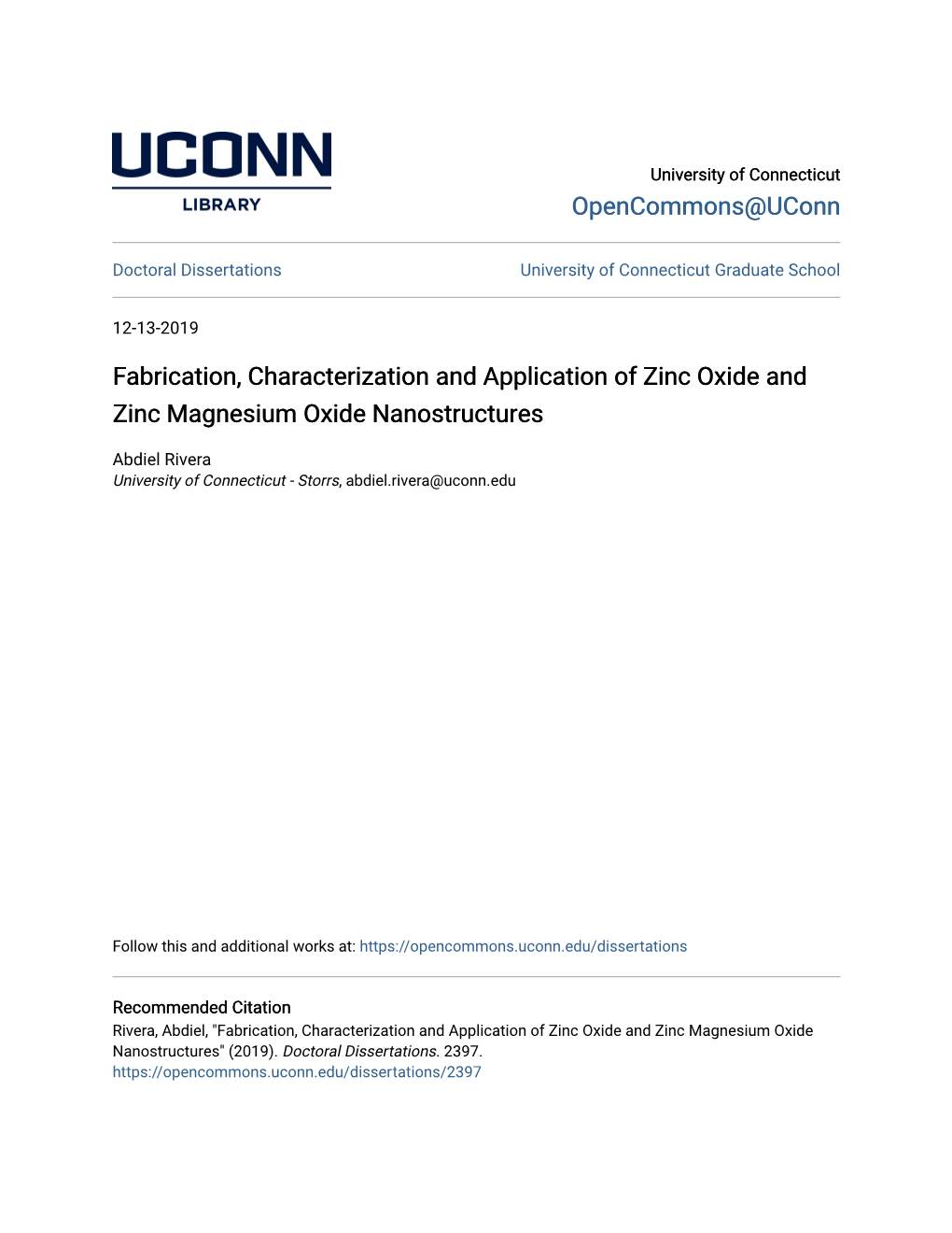 Fabrication, Characterization and Application of Zinc Oxide and Zinc Magnesium Oxide Nanostructures