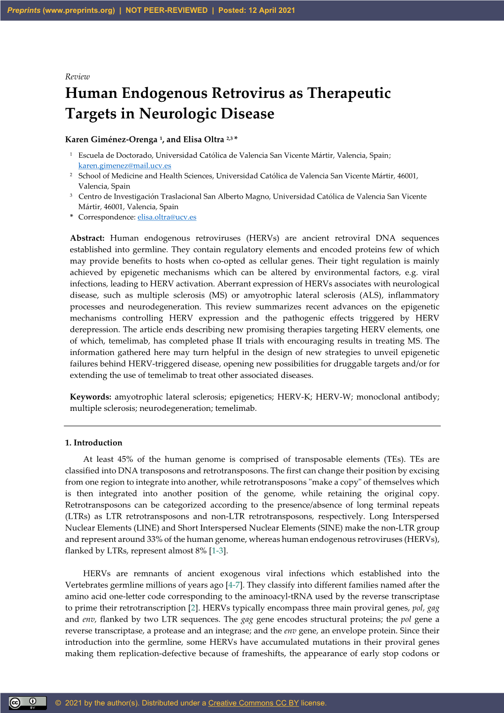 Human Endogenous Retrovirus As Therapeutic Targets in Neurologic Disease