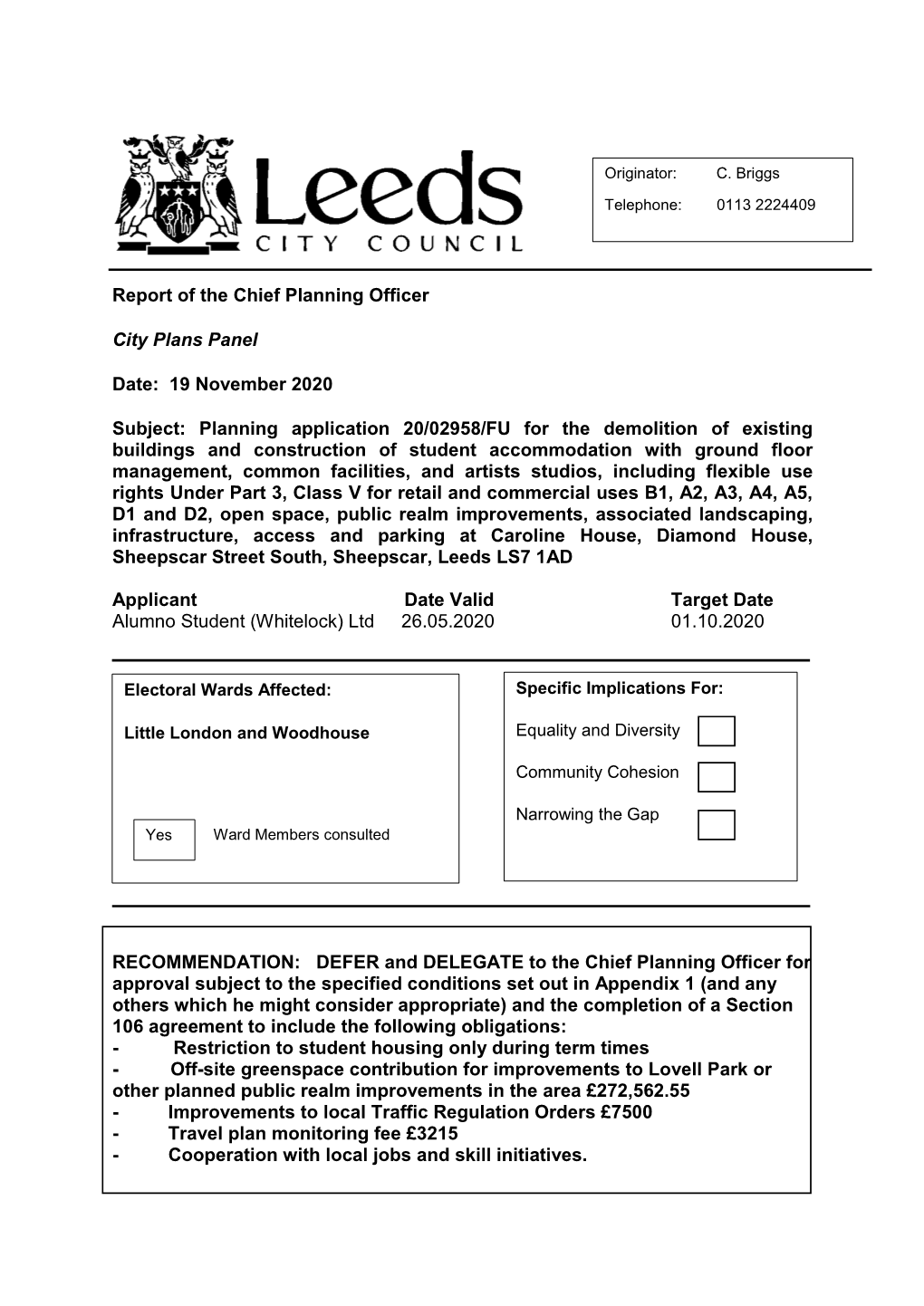 Planning Application 20/02958/FU For