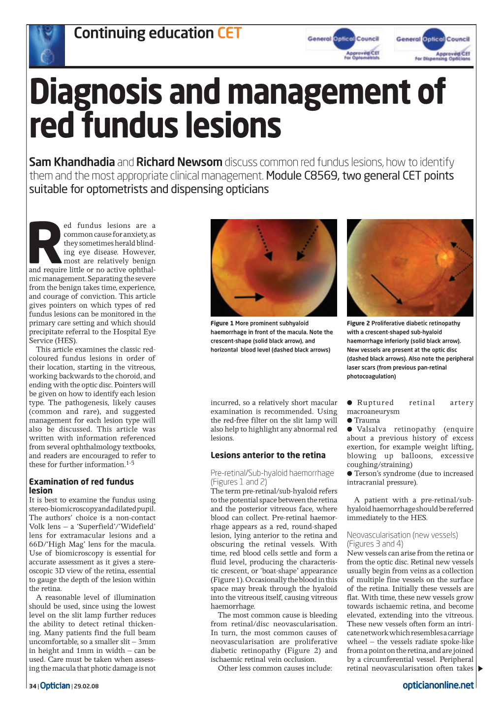 Diagnosis and Management of Red Fundus Lesions