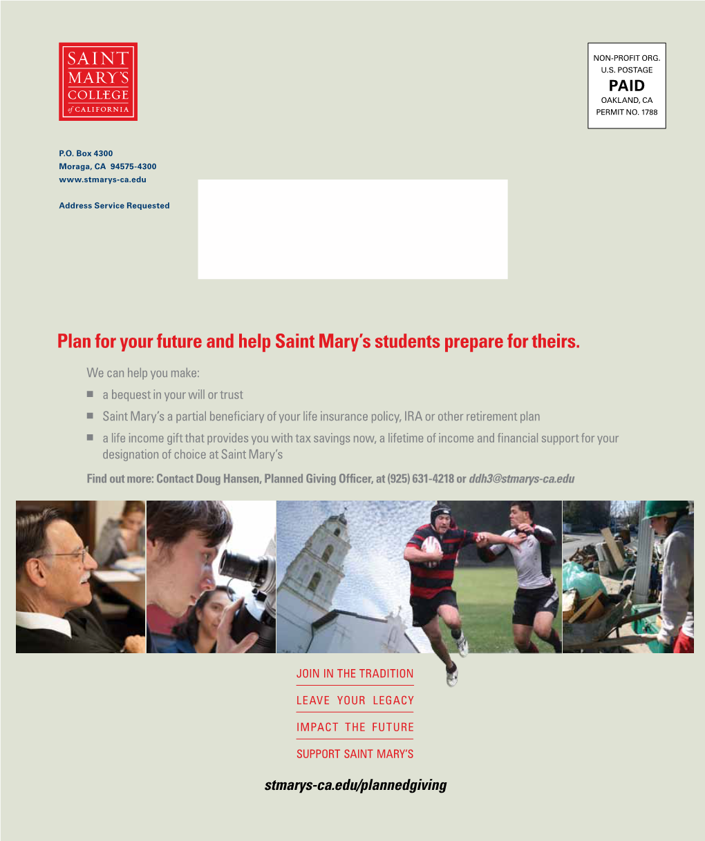 Plan for Your Future and Help Saint Mary's Students Prepare for Theirs