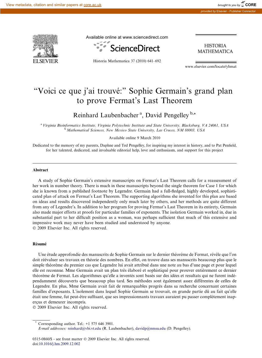 Sophie Germain's Grand Plan to Prove Fermat's Last Theorem