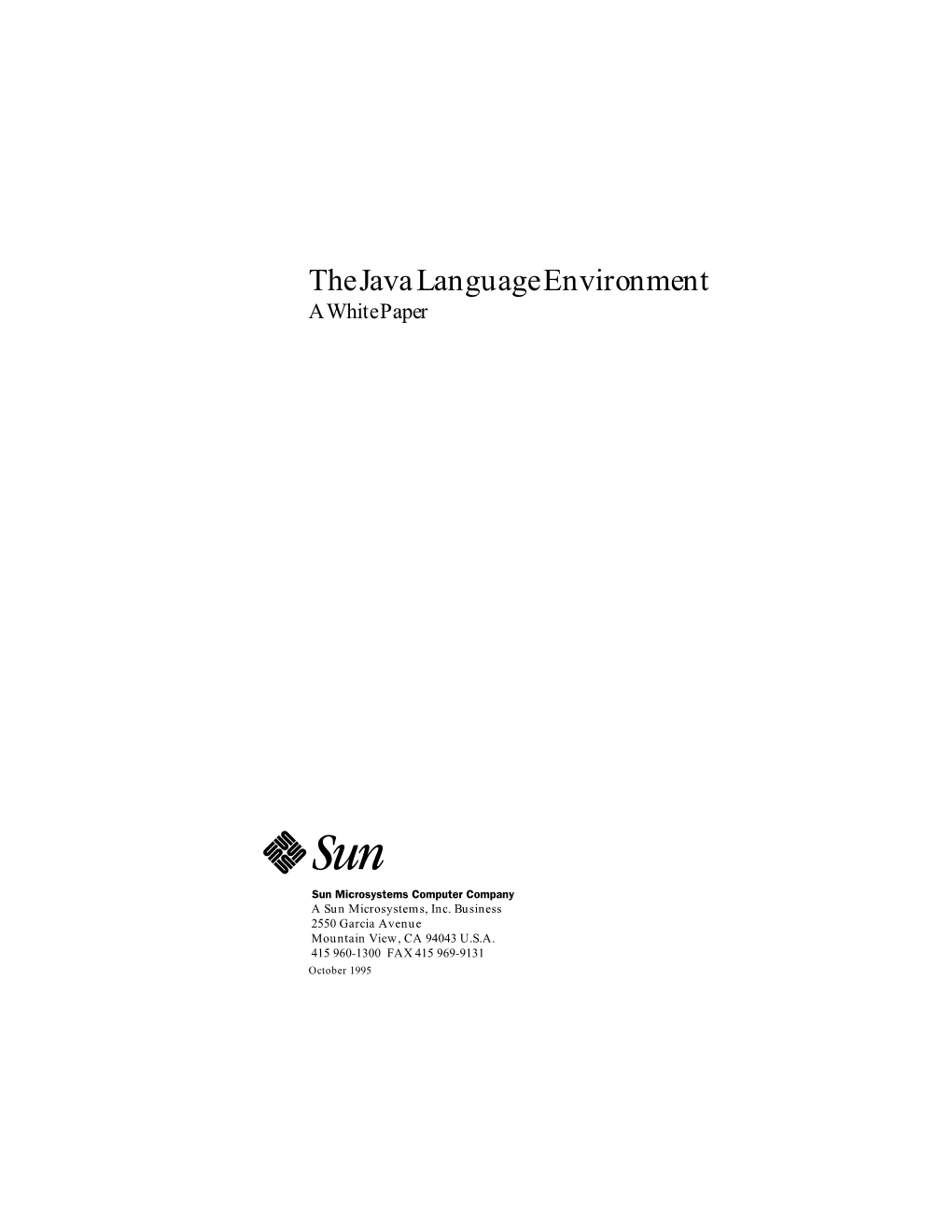 The Java Language Environment a White Paper