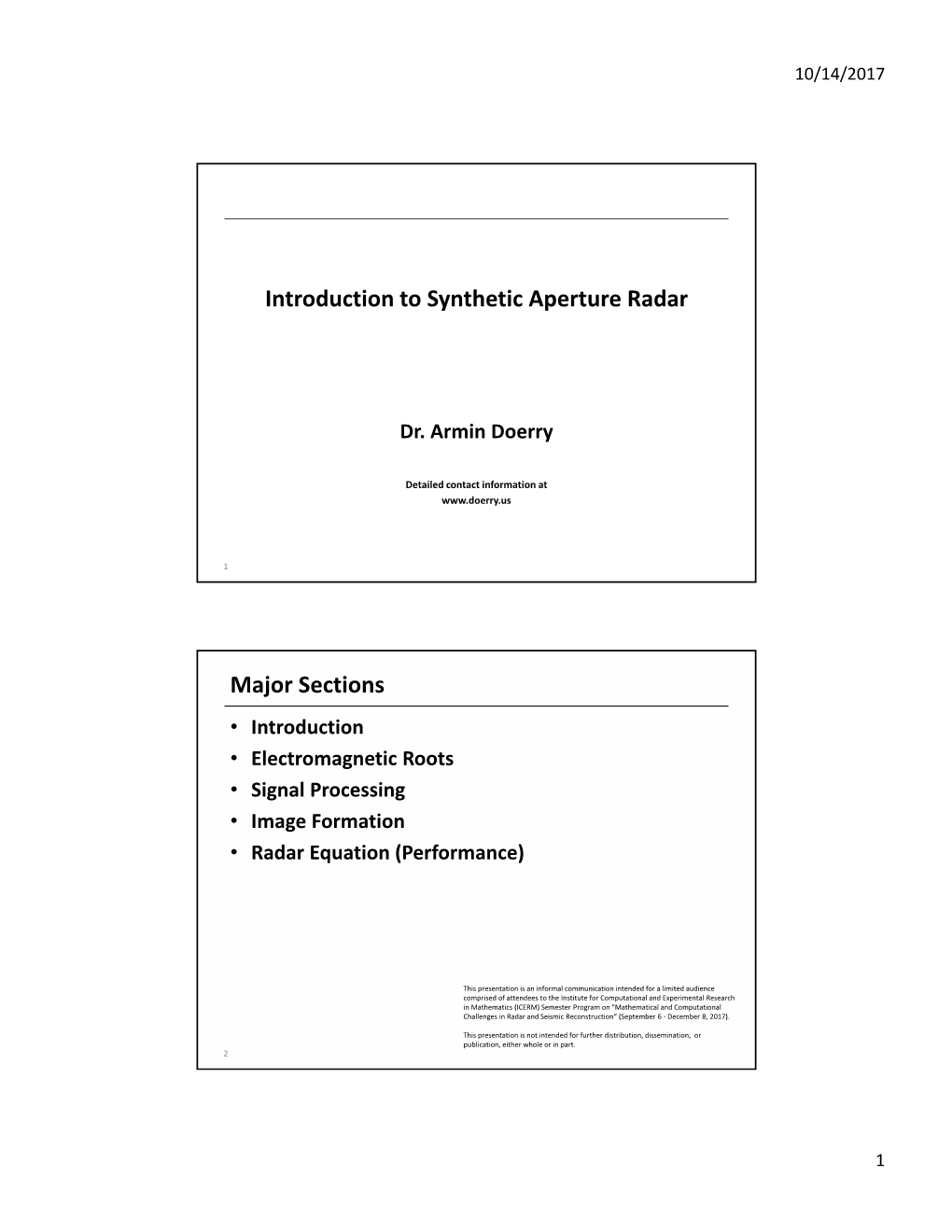 Synthetic Aperture Radar